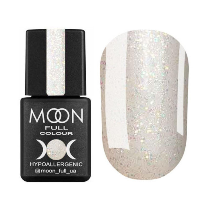 Гель-лак Moon Full Opal №502, бесцветный полупрозрачный с мелким разноцветным шиммер, 8 мл