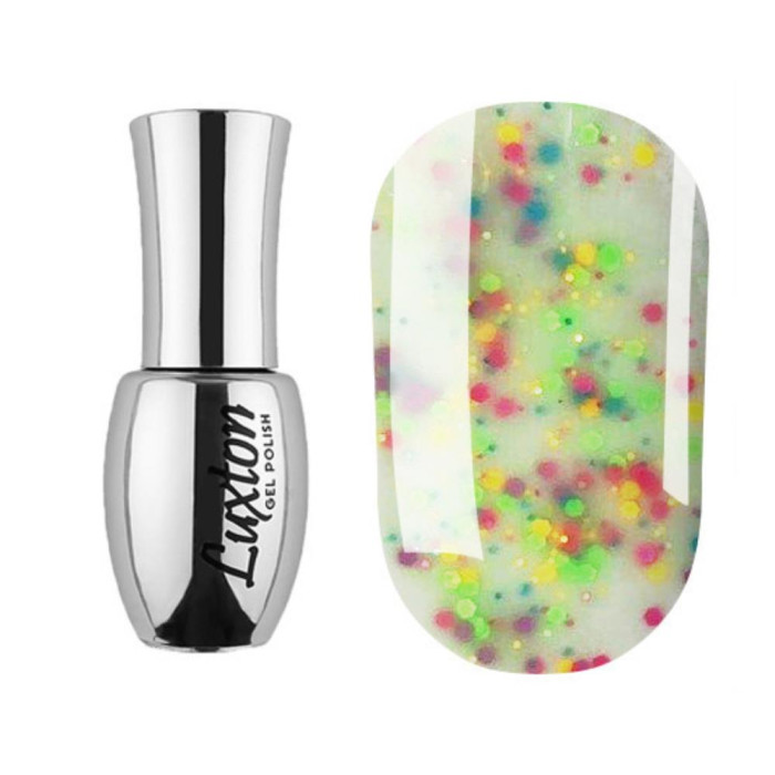 Гель-лак Luxton Confetti №01, сливочно-йогуртовый с цветными конфети, 10 мл