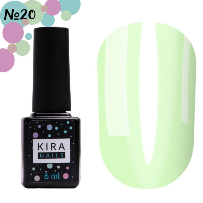 Гель-лак Kira Nails Vitrage №V20 (салатовый, витражный), 6 мл