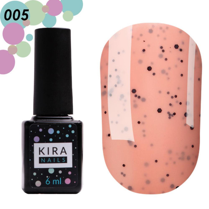 Гель-лак Kira Nails "Чиа Пудинг" № 005 (абрикос с крошкой), 6 мл