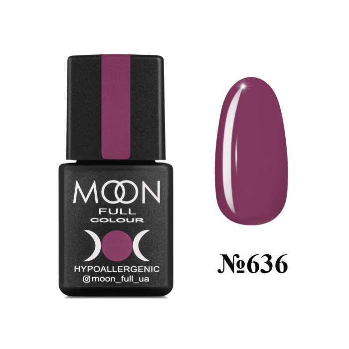 Гель-лак Moon Full Autum-Winter №636, винний, 8 мл