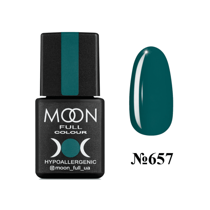 Гель-лак Moon Full Autum-Winter №657, зелений приглушений, 8 мл
