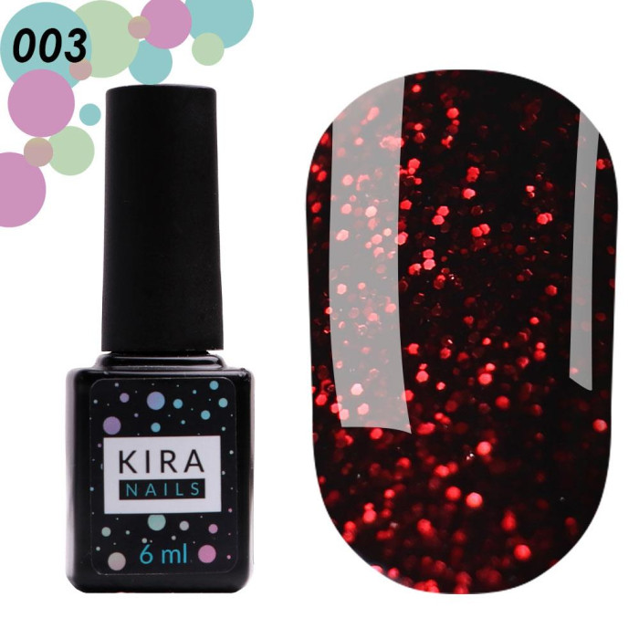 Гель-лак Kira Nails Red Hot Kira Peppers № 003 (винний з карміновими блискітками), 6 мл