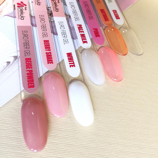 Molekula Euro Fiber Gel Pale Milk - гель для зміцнення нігтьової пластини, молочний, 12 мл