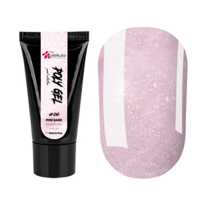 Полигель Molekula №06 Pink Sand (розовый песок, микроблеск), 15 мл