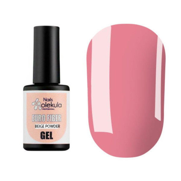 Molekula Euro Fiber Gel Beige Powder - моделююча гель-база (бежево-червоний напівпрозорий), 12 мл