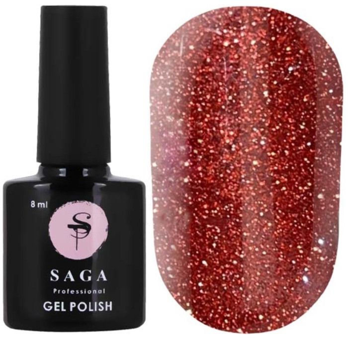 Гель-лак світловідбивний SAGA Professional Fiery Gel №03, бордово-червоний, 8 мл