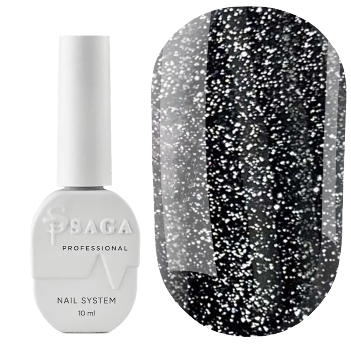 Гель-лак светоотражающий SAGA Professional Fiery Gel №02, черный, 10 мл