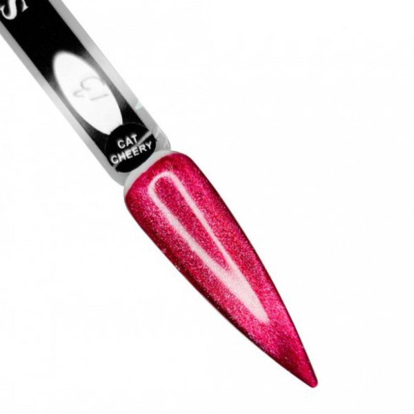 Гель-лак котяче око SAGA Professional Cherry Cat, вишневе, 10 мл