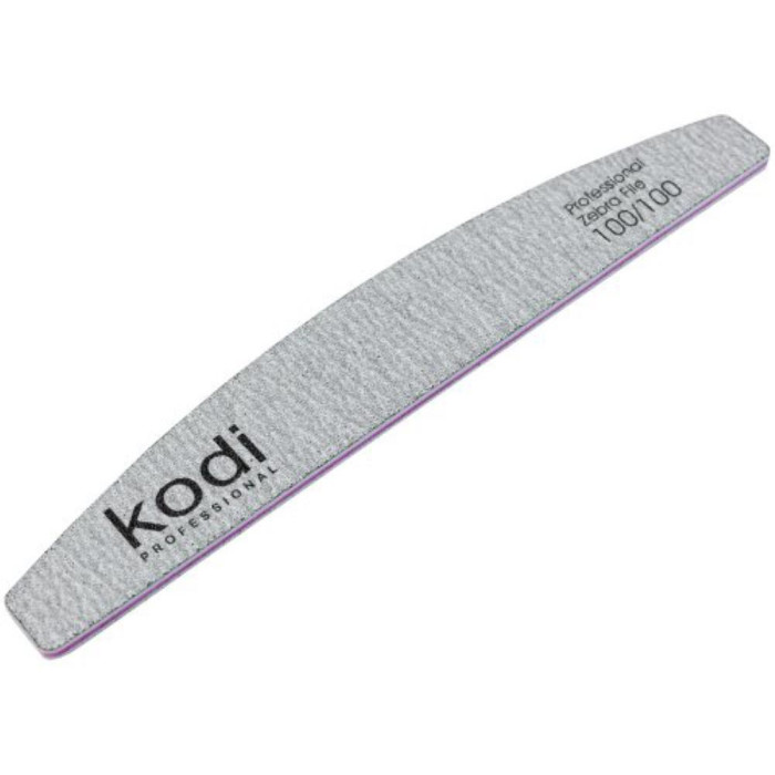 Пилка для нігтів Kodi Professional № 089 Washable (сіра) 100/100, півмісяць