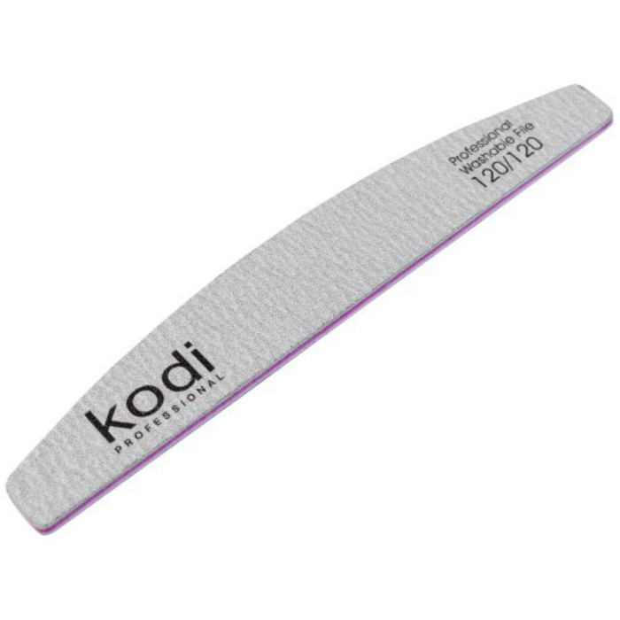 Пилка для нігтів Kodi Professional № 090 Washable (сіра) 120/120, півмісяць