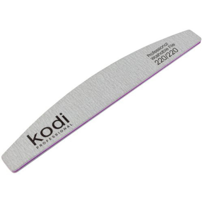Пилка для нігтів Kodi Professional № 093 Washable (сіра) 220/220, півмісяць