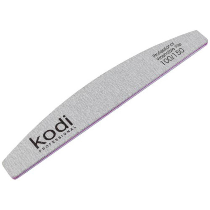 Пилка для нігтів Kodi Professional № 096 Washable (сіра) 100/150, півмісяць