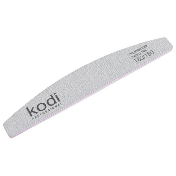 Пилка для нігтів Kodi Professional № 125 Zebra (світло-сіра) 180/180, півмісяць