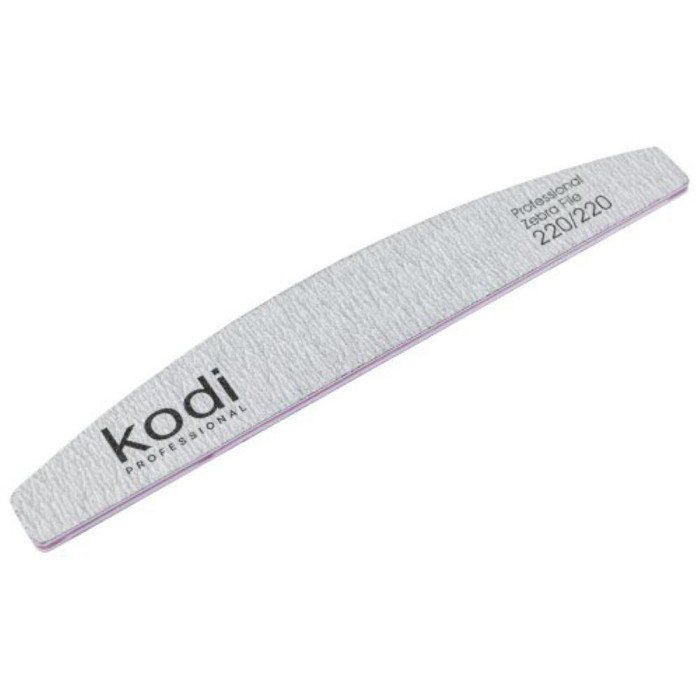 Пилка для нігтів Kodi Professional № 126 Zebra (світло-сіра) 220/220, півмісяць