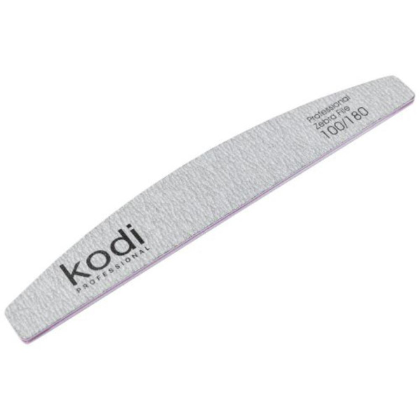 Пилка для ногтей Kodi Professional № 127 Zebra (светло-серая) 100/180, полумесяц