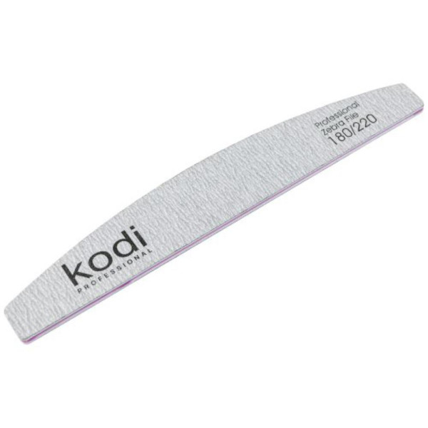 Пилка для нігтів Kodi Professional № 128 Zebra (світло-сіра) 180/220, півмісяць