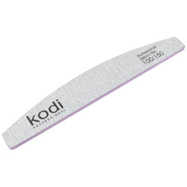 Пилка для нігтів Kodi Professional № 129 Zebra (світло-сіра) 100/150, півмісяць