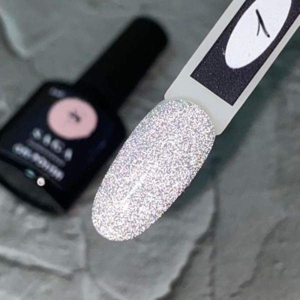 Гель-лак світловідбивний SAGA Professional Fiery Gel №01, біле срібло, 10 мл