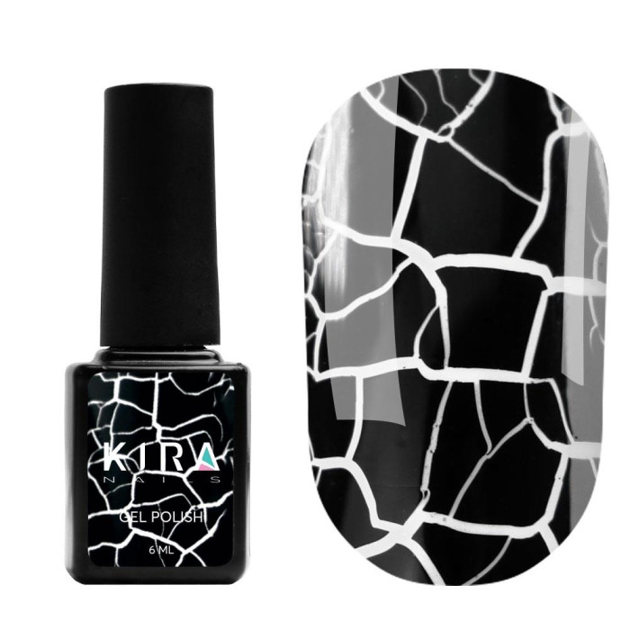 Гель-лак Kira Nails Crack Effect Black (чорний для кракелюру), 6 мл
