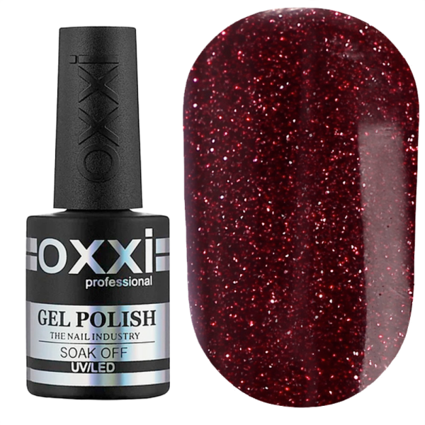 Гель-лак світловідбивний Oxxi Professional Disco BOOM №011, темний бордово-червоний, 10 мл