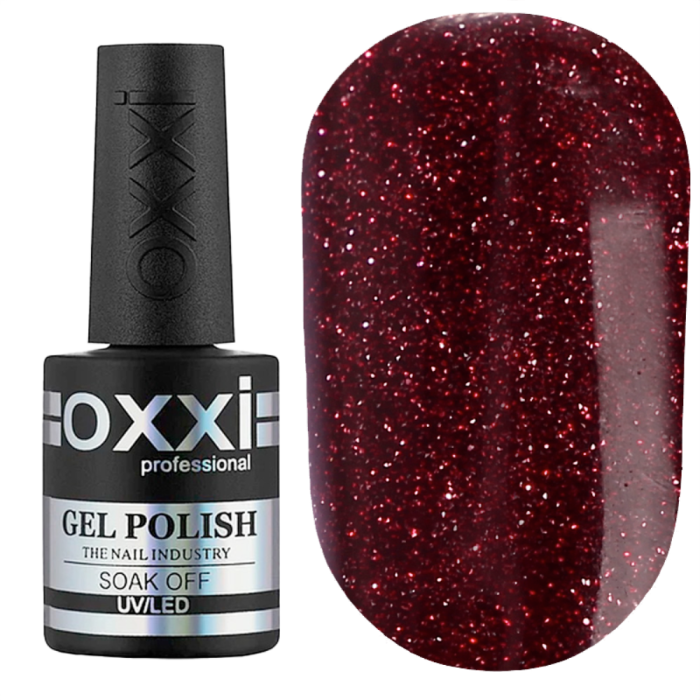 Гель-лак світловідбивний Oxxi Professional Disco BOOM №011, темний бордово-червоний, 10 мл