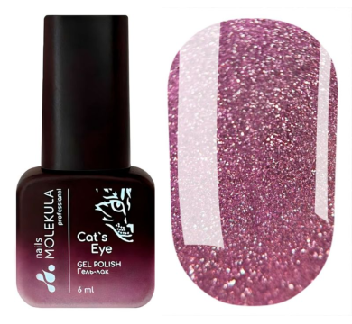Гель-лак кошачий глаз Molekula Cat's Eye Flash Effect №FC04, светоотражающий серо-лиловый, 6 мл