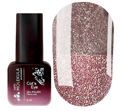 Гель-лак котяче око Molekula Cat's Eye Flash Effect №FC05, світловідбивний бордово-коричневий, 6 мл