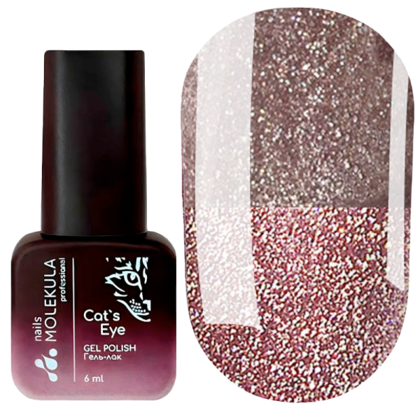 Гель-лак кошачий глаз Molekula Cat's Eye Flash Effect №FC05, светоотражающий бордово-коричневый, 6 м