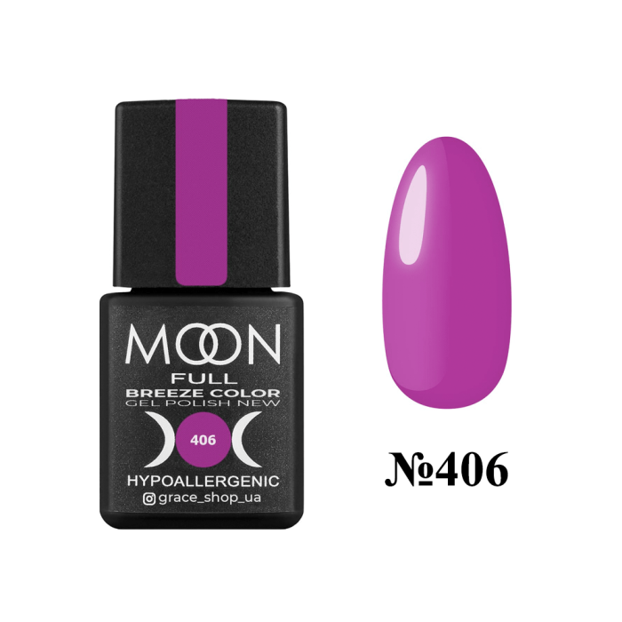 Гель-лак Moon Full Breeze Color №406, світлий бузково-рожевий, 8 мл