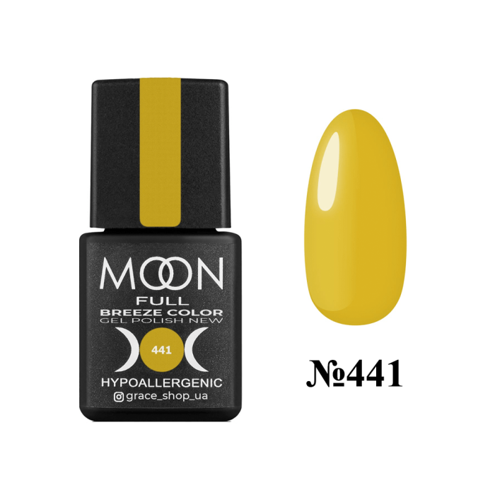 Гель-лак Moon Full Breeze Color №441, гірчичний жовтий, 8 мл