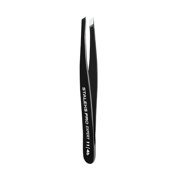 Пинцет для бровей Staleks Pro Expert 11 Type 4b (узкие скошенные кромки) (черный)
