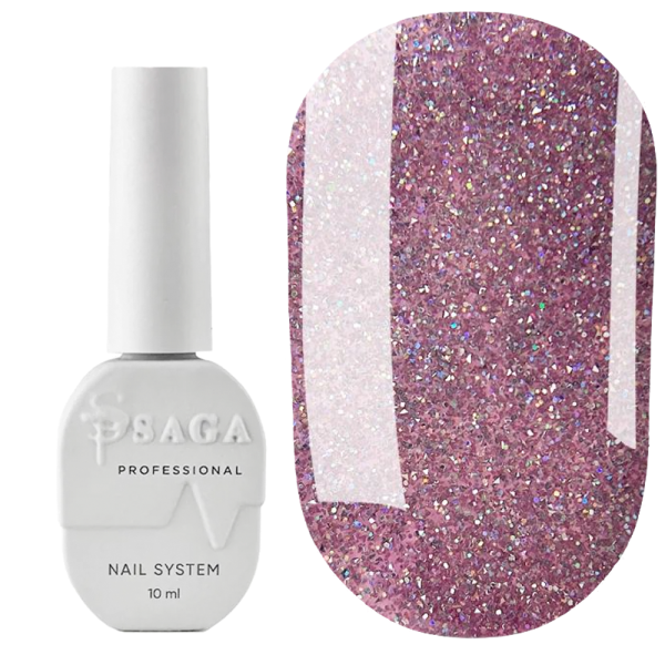 Гель-лак світловідбивний SAGA Professional Fiery Gel №14, голографічно ніжно-рожевий, 10 мл