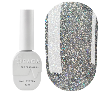 Гель-лак светоотражающий SAGA Professional Fiery Gel №15, голографически искристое серебро, 10 мл