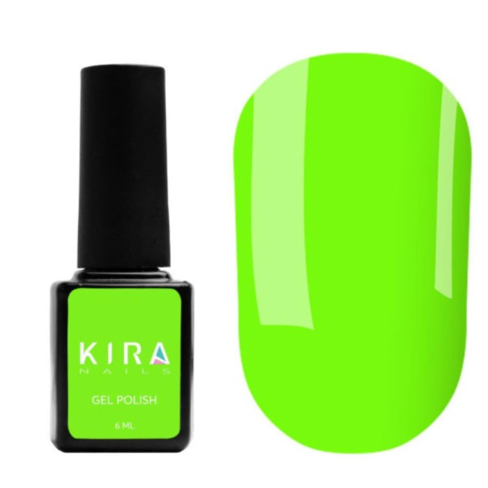 Гель-лак Kira Nails №185 (неоново-салатовый, эмаль), 6 мл