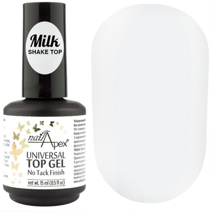 Nailapex Top Shake Milk - молочний топ без липкого шару, 15 г