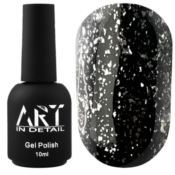 ART Shell Top Silver - закріплювач для гель-лаку зі срібними пластівцями, 10 мл