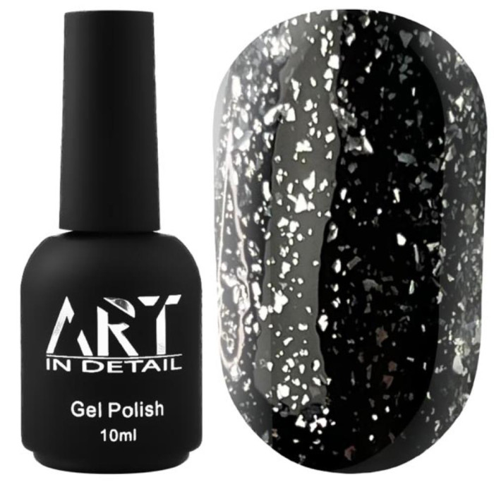 ART Shell Top Silver - закріплювач для гель-лаку зі срібними пластівцями, 10 мл
