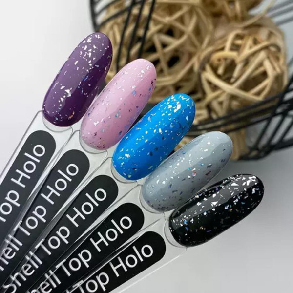 ART Shell Top Holo - закріплювач для гель-лаку з голограмними пластівцями, 10 мл