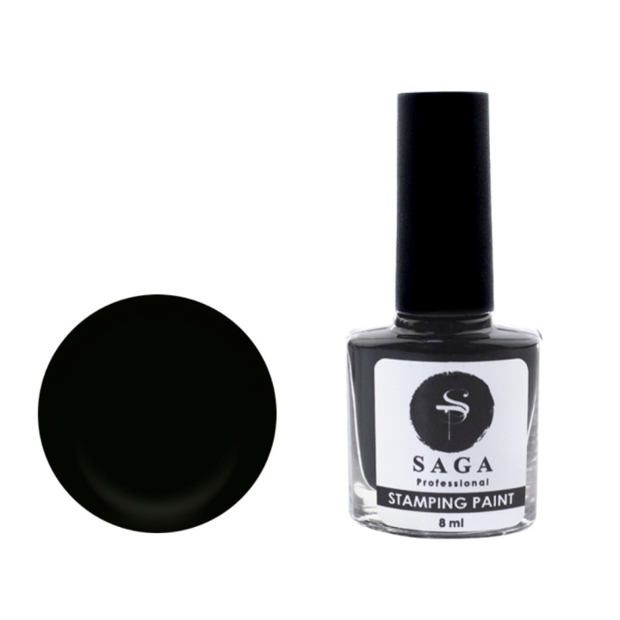 Лак-фарба для стемпінгу Saga Professional Stamping Paint №01 - чорний, без липкого шару, 8 мл