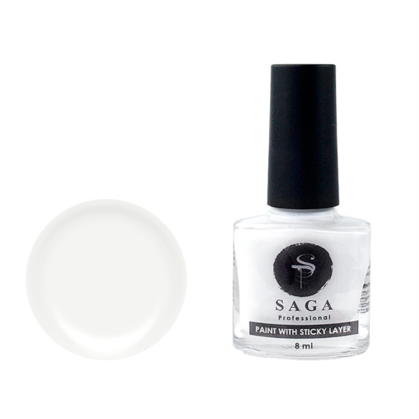Лак-фарба для стемпінгу Saga Professional Stamping White Sticky - білий, з липким шаром, 8 мл