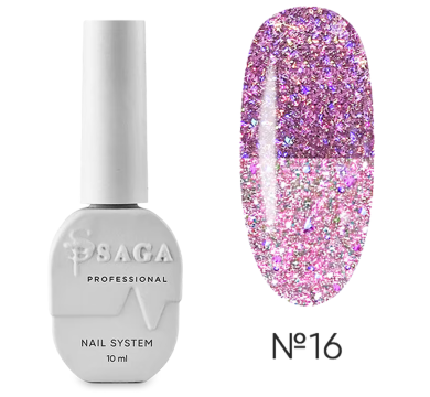 Гель-лак світловідбивний SAGA Professional Fiery Gel №16, пурпурно-рожевий, 10 мл
