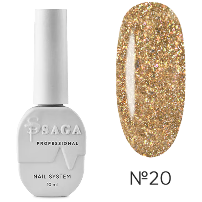 Гель-лак світловідбивний SAGA Professional Fiery Gel №20, коричневий, 10 мл