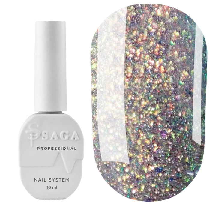 Гель-лак светоотражающий SAGA Professional Fiery Gel №19, зеленые хлопья, 10 мл
