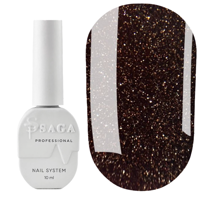 Гель-лак светоотражающий SAGA Professional Fiery Gel №21, темно-коричневый, 10 мл