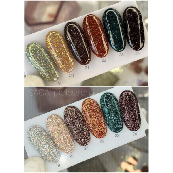 Гель-лак світловідбивний SAGA Professional Fiery Gel №21, темно-коричневий, 10 мл