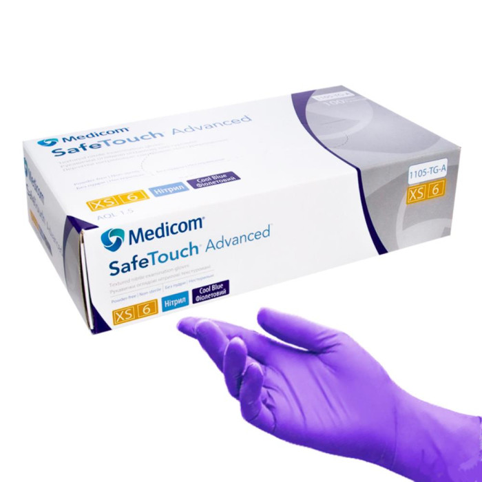 Рукавички нітрилові Medicom SafeTouch Advanced - 50 пар, розмір XS (без пудри) фіолетові