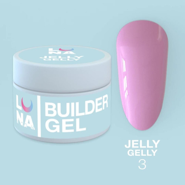 LUNA Gelly Jelly №3 - гель-желе для нарощування, реставрації квадрата, рожевий, 15 мл