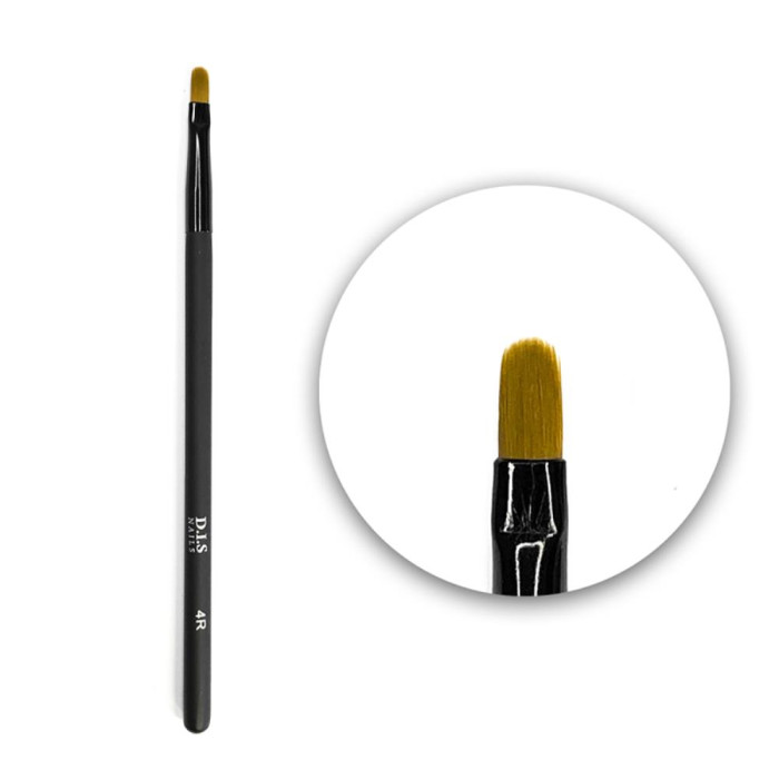Кисть для дизайна DIS Nails 4R (9 мм) Syntetic, овал, черная ручка