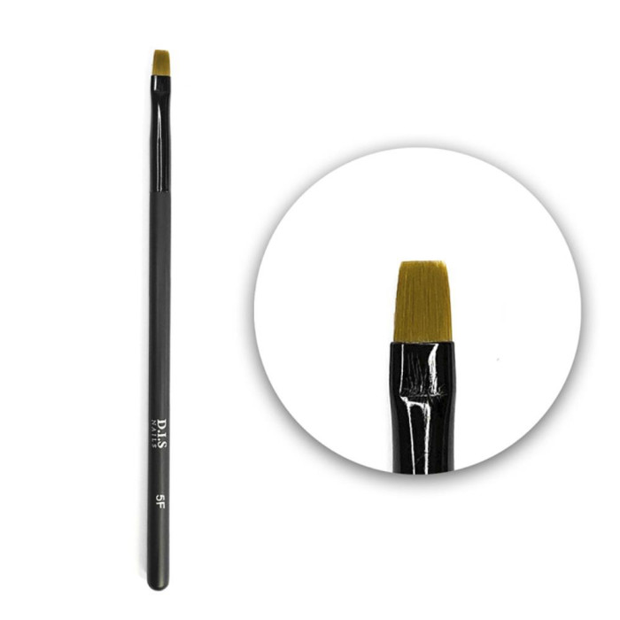 Кисть для дизайна DIS Nails 5F (8 мм) Syntetic, прямая, черная ручка